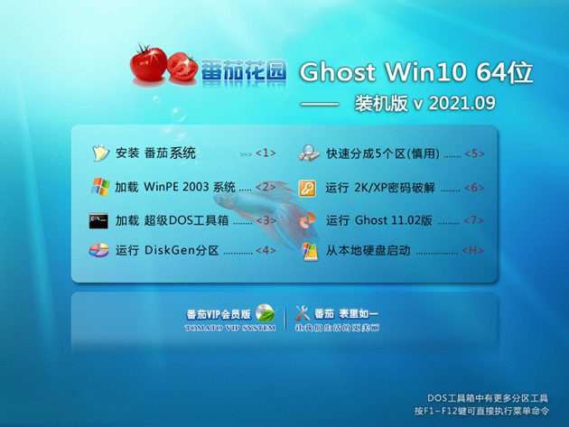 番茄花园Ghost Win10 64位 大神装机版 v2021.09