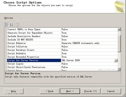 将SQL Server2005数据库还原或恢复到SQL Server2000数据库中