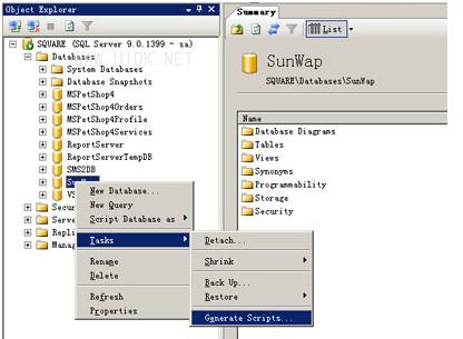 将SQL Server2005数据库还原或恢复到SQL Server2000数据库中