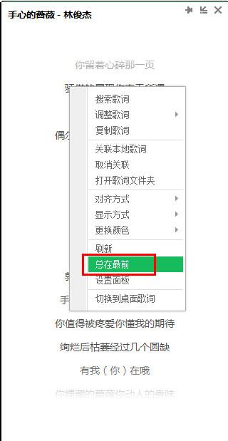 qq音乐歌词如何置顶 qq音乐歌词怎么在最前