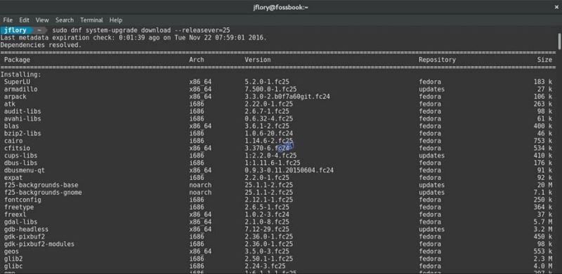 将Fedora24升级至最新的Fedora25版的教程