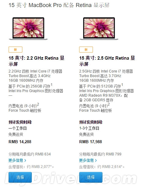国行新15寸视网膜版MacBook Pro开卖 网友：就看双色球了