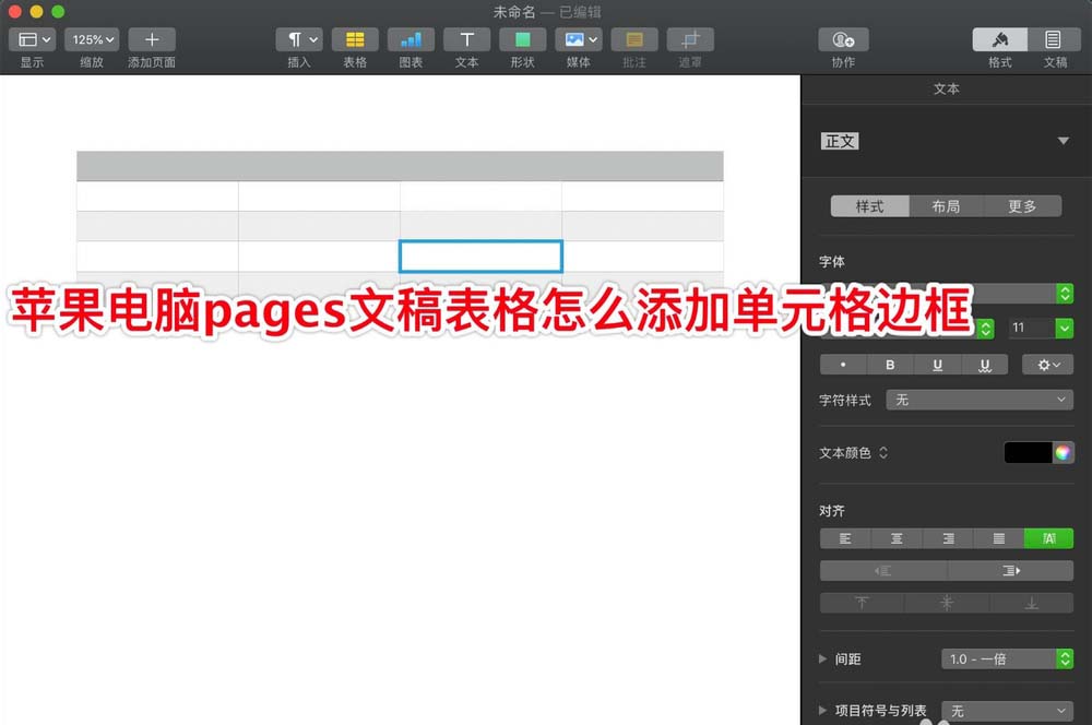 pages文稿怎么给表格单元格添加边框?
