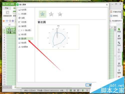 WPS表格数据怎么以雷达图形式显示?