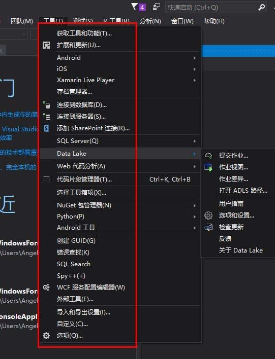 VS2017怎么使用ADLS路径?