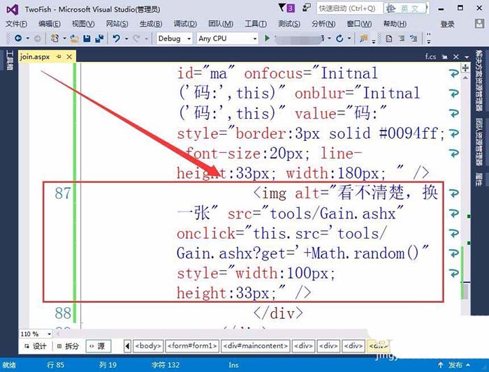 VisualStudio网页怎么插入验证码标签?