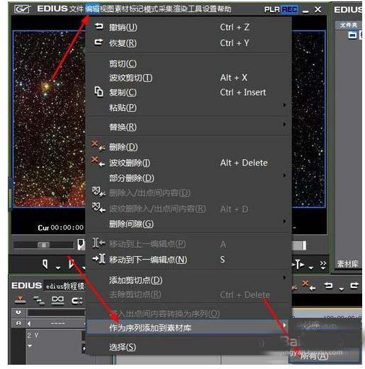 Edius怎么将素材作为序列添加到素材库?