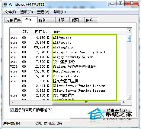 Win7判断进程中哪些是系统进程以免误伤的方法