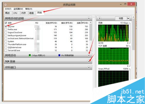Win8系统利用资源监视器如何查看QQ好友的IP地址