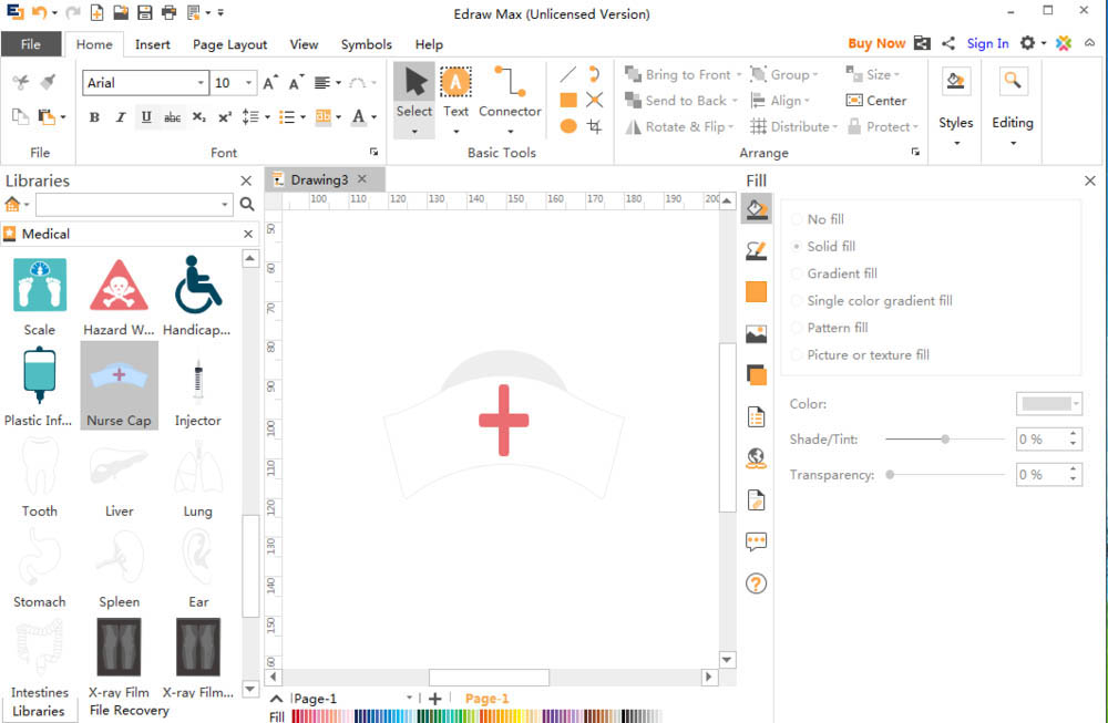 Edraw Max亿图图示怎么绘制护士帽?