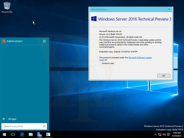 [海量截图+镜像下载]Windows Server 2016第三技术预览版泄露