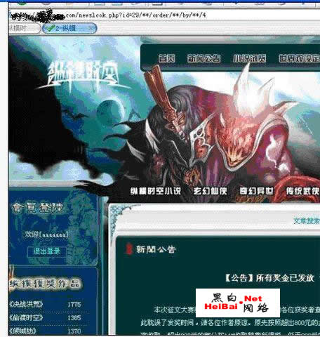 对纵横时空文学站的一次安全检测