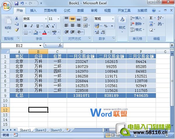 巧妙套用Excel2007表格样式快速进行数据汇总