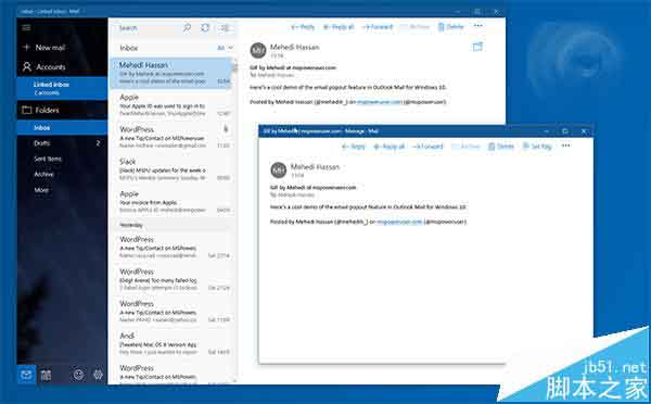 Win10红石预览版邮件新功能曝光 Email新窗口打开