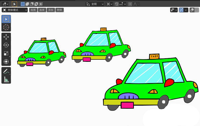 blender2.9怎么画出租车图形? blender出租车的画法