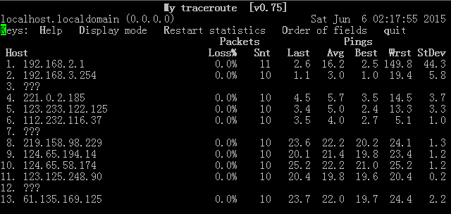 Linux常用网络工具之路由扫描工具mtr使用介绍