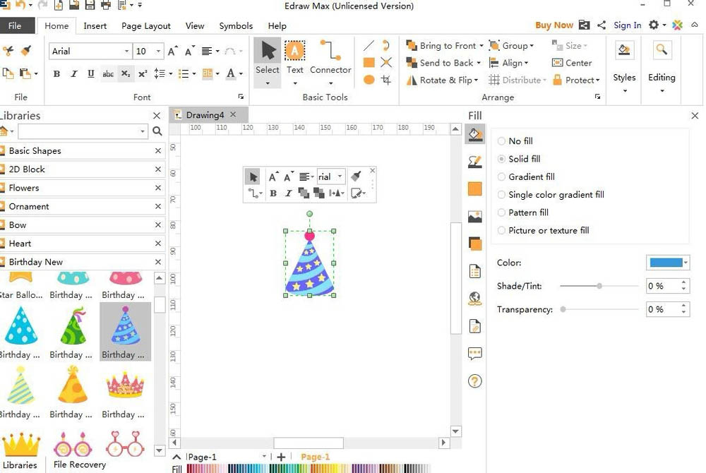 Edraw Max亿图图示怎么绘制生日皇冠或生日帽?