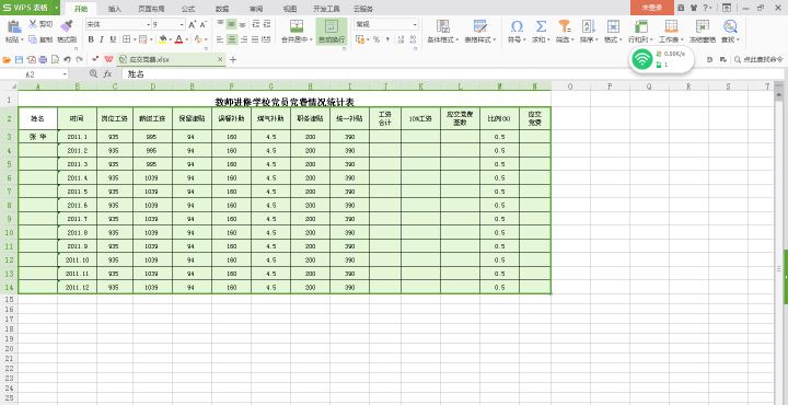 Wps表格的基本操作及简单数据计算详解