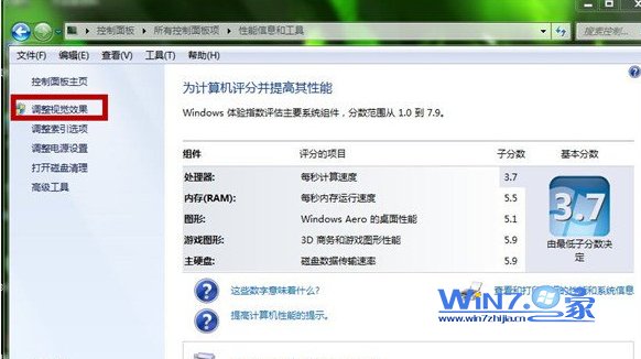 win7系统关闭美化桌面的视觉效果来提升性能