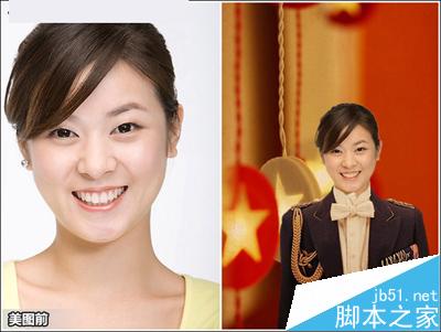 美图秀秀抠图功能:帮美女换上英姿飒爽的军装