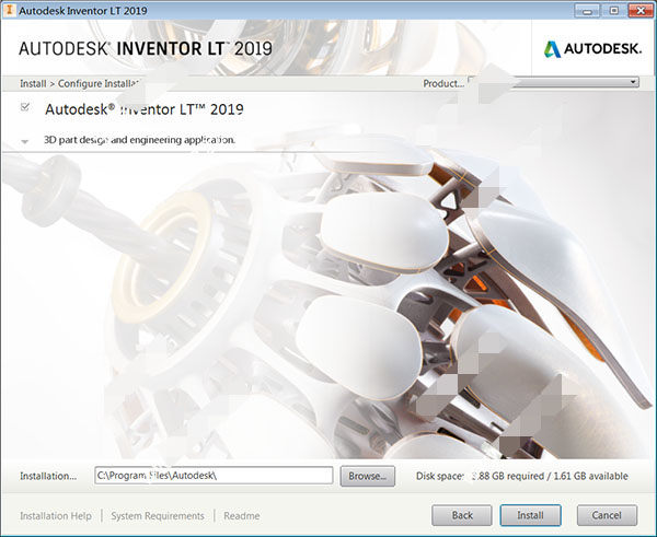 AutoCAD Inventor LT 2019中文破解版安装激活图文教程(附密钥+激活工具)
