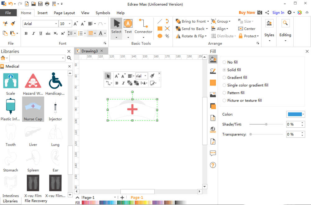 Edraw Max亿图图示怎么绘制护士帽?