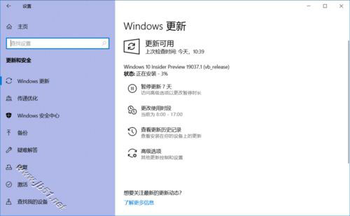 Win10 20H1快速预览版19037.1怎么手动更新升级?