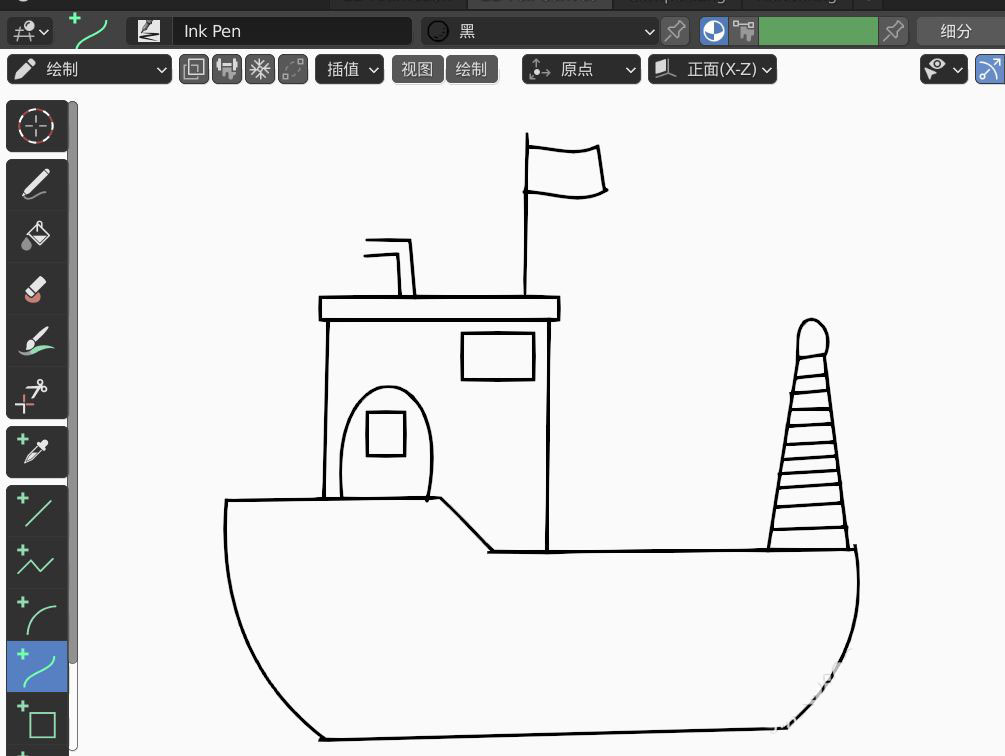 blender2.9怎么画游艇2D简图模型? blender画游艇的技巧