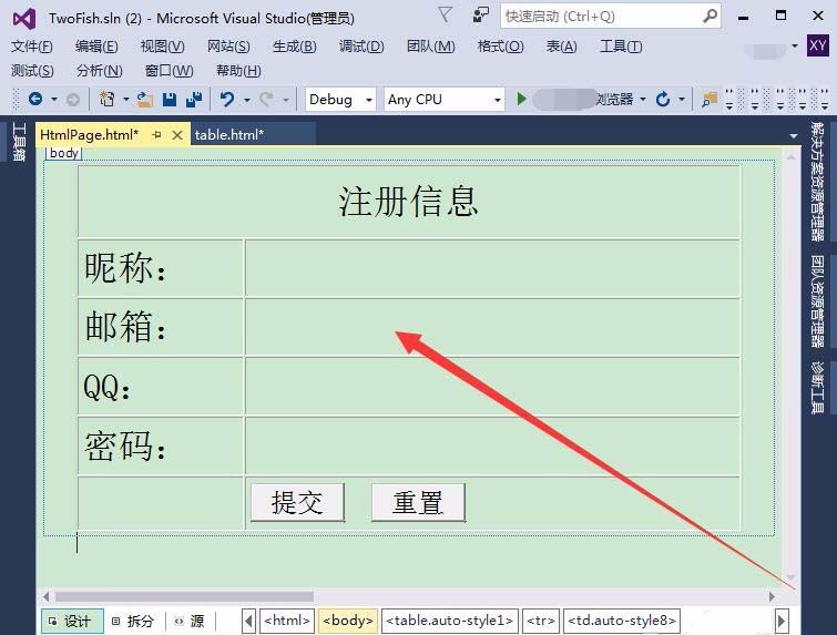 VisualStudio2015怎么设计一个注册信息的页面?