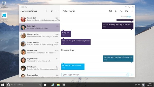 Win10整合Skype  类似苹果的iMessage服务
