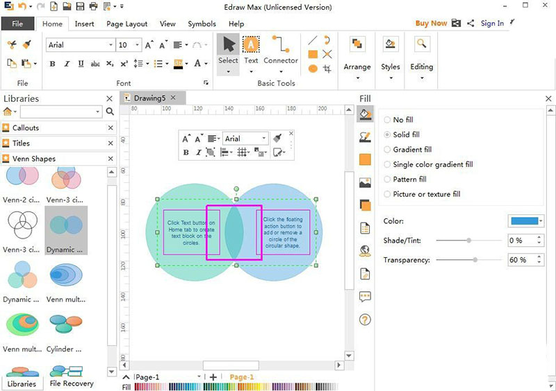 Edraw Max亿图图示怎么创建动态维恩图?