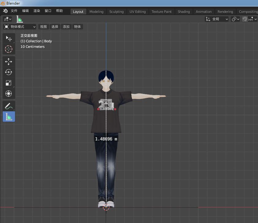 blender怎么测量人物高度? blender测量物体的长度的技巧