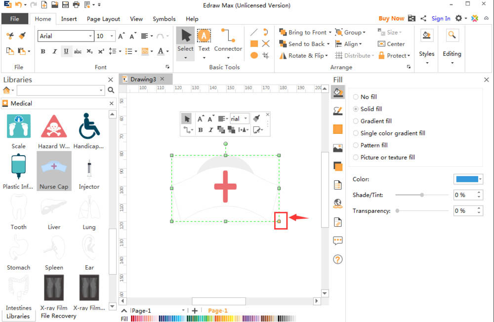 Edraw Max亿图图示怎么绘制护士帽?