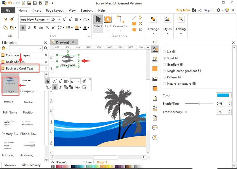 Edraw Max亿图图示怎么创建商业卡片?