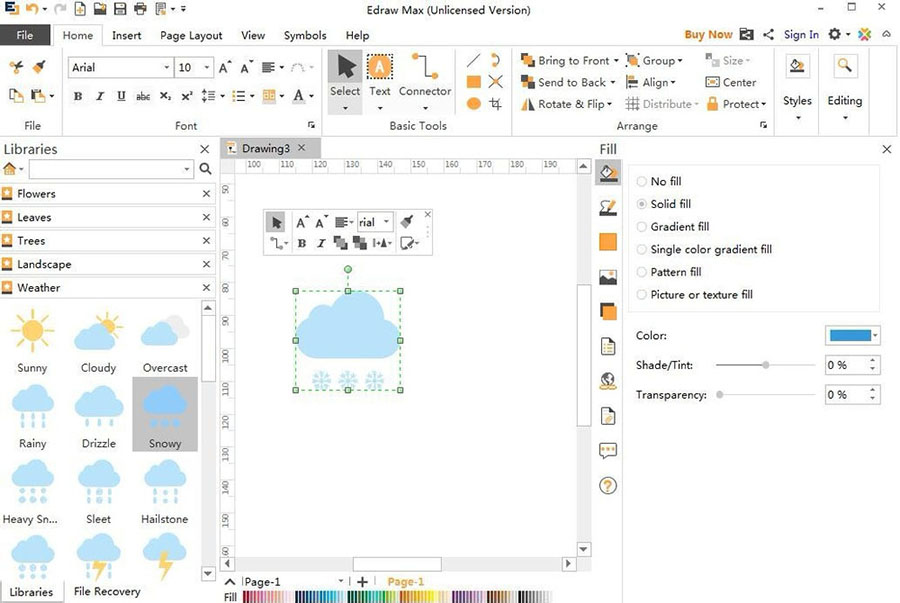 Edraw Max意图图示怎么创建下雪图标?