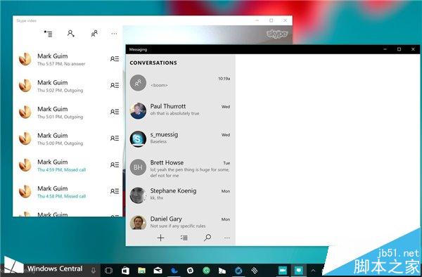 Win10 TH2正式版系统消息界面曝光 已集成Skype预览功能
