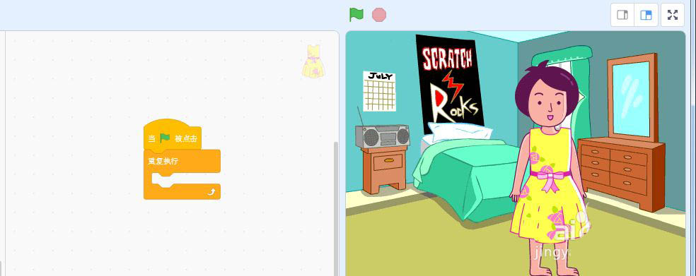 scratch3怎么实现换衣服的小女孩动画?
