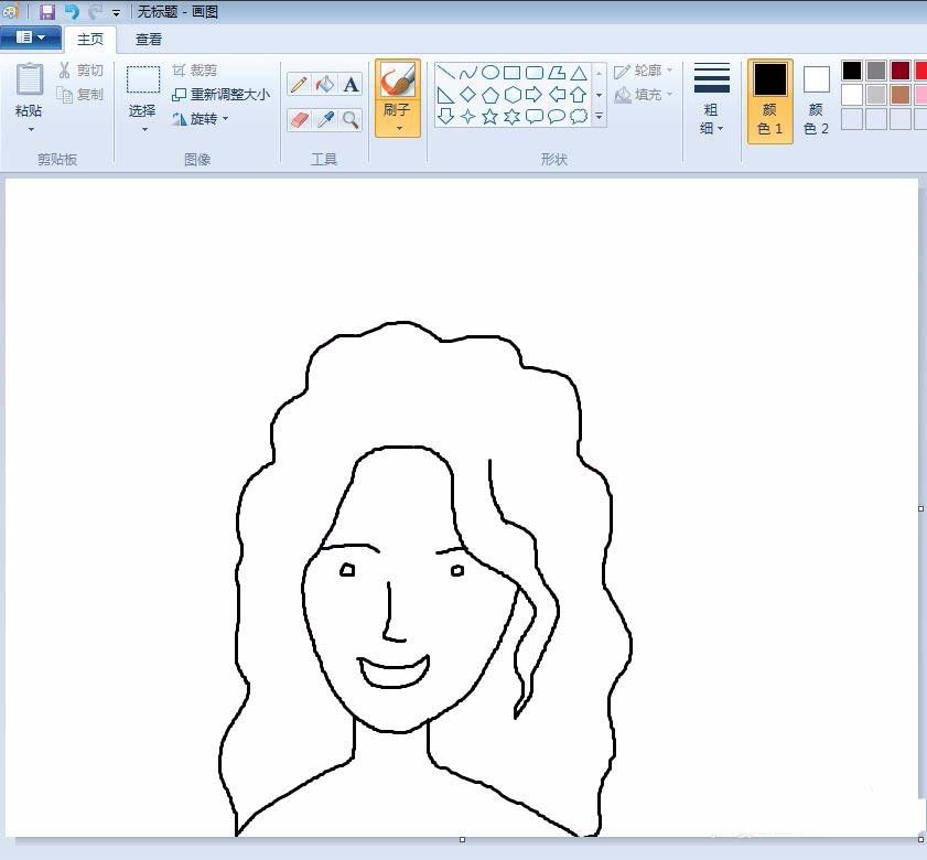 windows画图工具怎么画女孩头像?