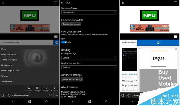 Win10 Mobile预览版10572中edge浏览器上手体验视频
