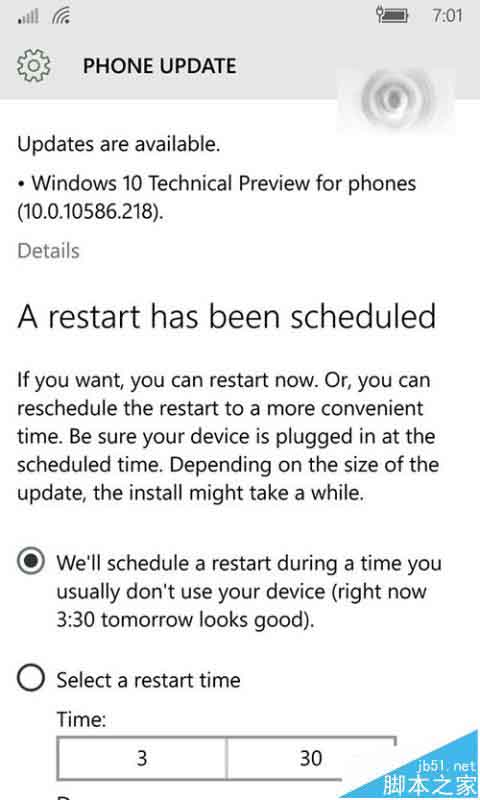Win10 Mobile 10586.218升级截图曝光 将使用累积更新补丁升级
