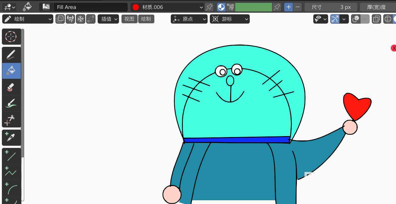 blender2.9怎么手绘哆啦A梦? blender哆啦A梦的画法