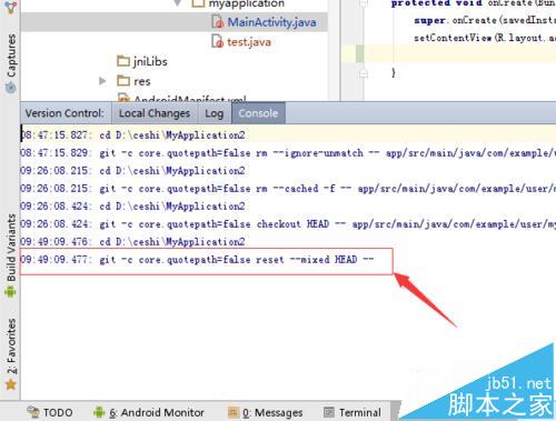 Android studio项目怎么使用git版本返回到上个版本?