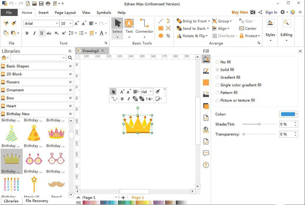 Edraw Max亿图图示怎么绘制生日皇冠或生日帽?