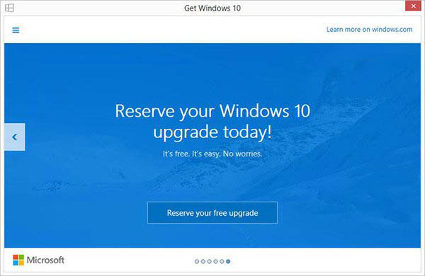 微软更新&ldquo;Win10正式版升级预订&rdquo;补丁