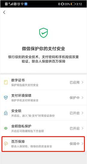 微信如何查看支付账户保障说明?
