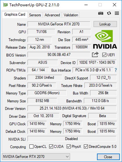 极致奢华 ROG STRIX RTX 2070 O8G GAMING显卡详细图文评测