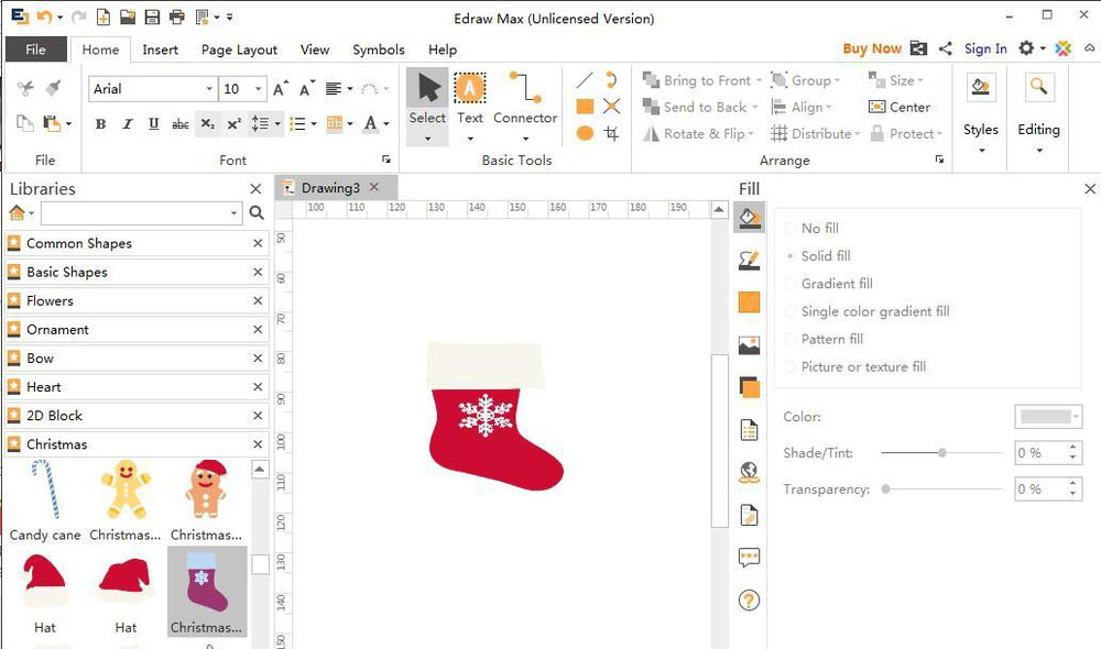 Edraw Max亿图图示怎么创建圣诞长筒袜?