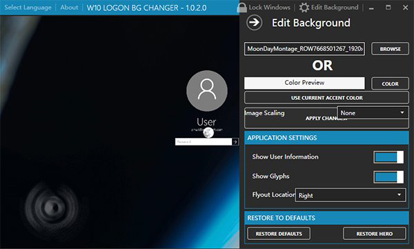 Win10登录背景修改工具1.0.2发布下载  修复画面闪烁问题