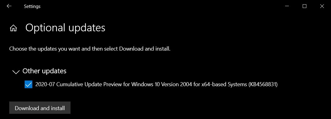 Win10版本2004 Build19041.423更新补丁KB4568831正式推送