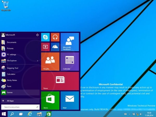Win9技术预览版全解析：全新开始菜单+版本名称+新界面新应用